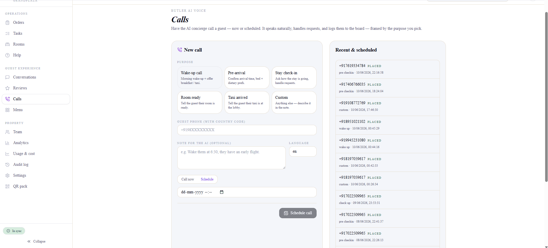 AI Voice Calls Scheduler